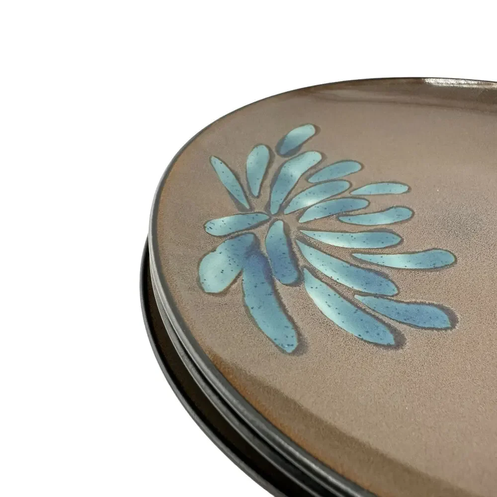 Pier 1 Blue Mum Stoneware Salad Dessert Plates Set of 3